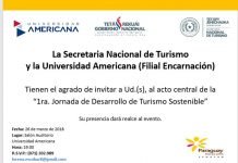Invitan a la 1ra. Jornada de Desarrollo Turístico Sostenible en Encarnación