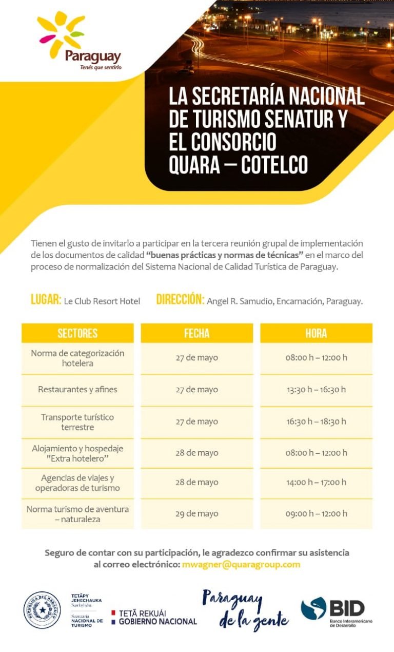 Proseguirán reuniones para la implementación del Sistema Nacional de Calidad Turística en Itapúa