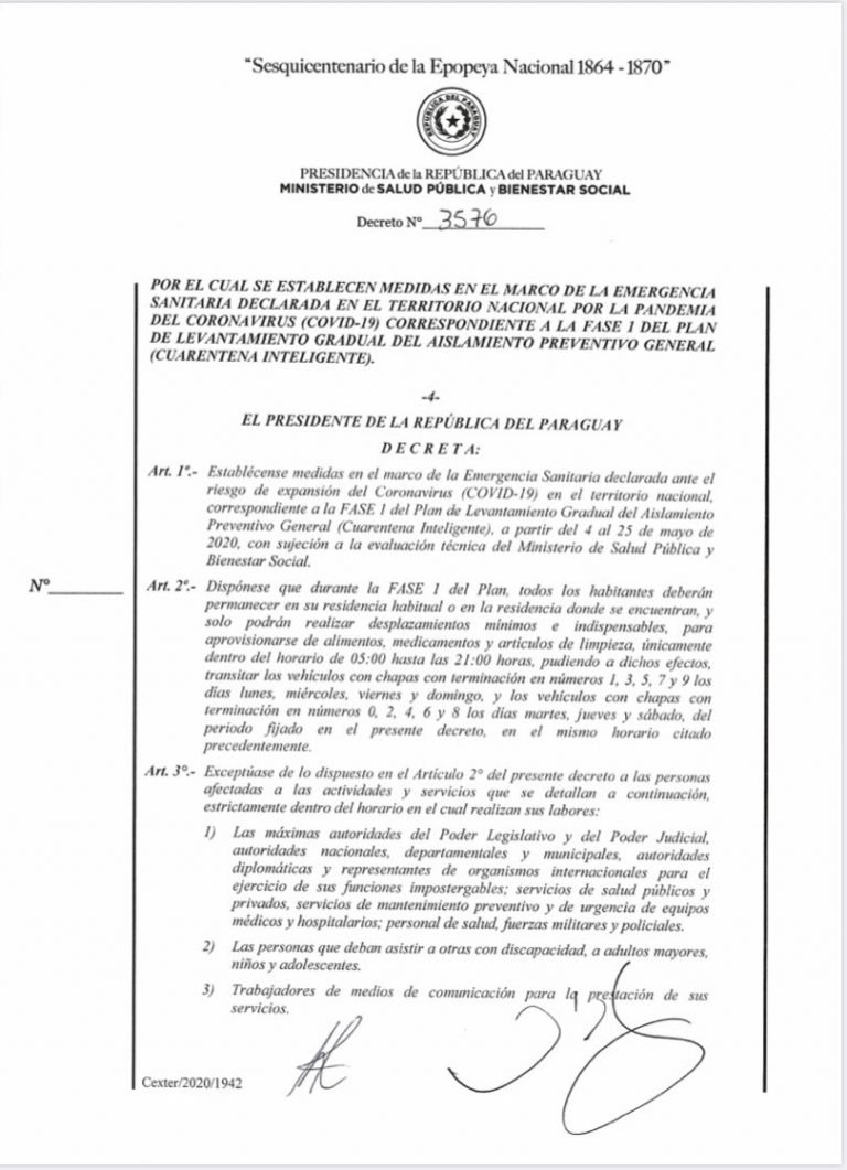 Ejecutivo emite decreto en el que establece medidas para la cuarentena inteligente Ejecutivo emite decreto en el que establece medidas para la cuarentena inteligente