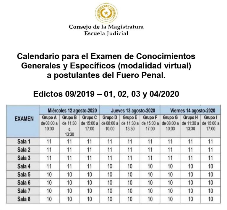 Inicia el calendario de Exámenes de Conocimientos Generales y Específicos a más de 650 postulantes a cargos del Fuero Penal