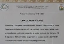 Sospecha de COVID-19 en entorno de concejal obliga a suspender sesión de la Junta Departamental de Itapúa