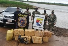 Decomisan casi 200 kilos de marihuana en zona rivereña de Salto del Guairá