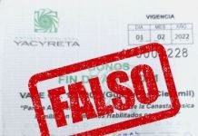Yacyretá alerta sobre uso de bonos falsos