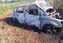 TRAS ASALTO, DELINCUENTES INCINERARON VEHÍCULO UTILIZADO PARA EL ATRACO