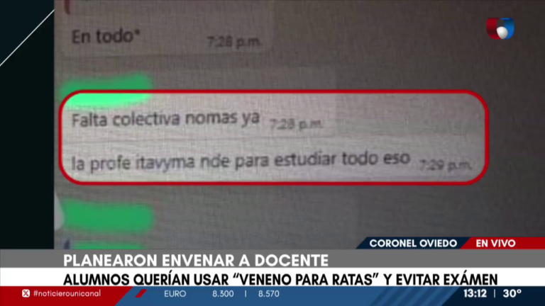 Coronel Oviedo: Alumnos querían envenenar a docente para evitar examen Coronel Oviedo: Alumnos querían envenenar a docente para evitar examen