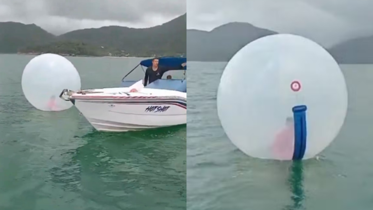 Un niño de 8 años tuvo que ser rescatado en la costa norte de São Paulo, Brasil, del interior de una burbuja inflable de plástico que llevaba horas a la deriva en el mar