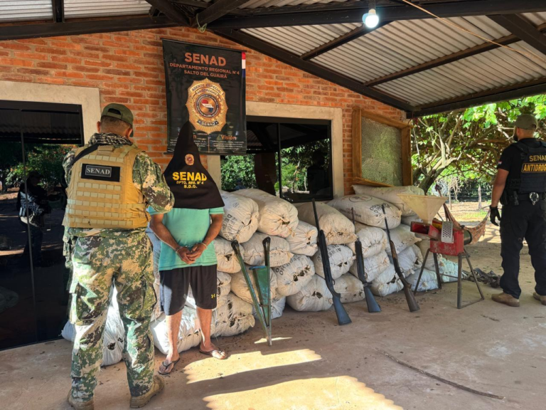 Durante un operativo en Colonia Maracaná, SENAD incautó más de 7 toneladas de droga