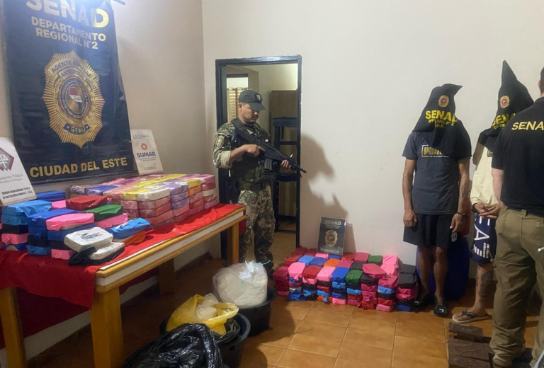 Golpe al crimen organizado: decomisan 285 kilos de cocaína, por unos USD 4 millones en Alto Paraná Golpe al crimen organizado: decomisan 285 kilos de cocaína, por unos USD 4 millones en Alto Paraná
